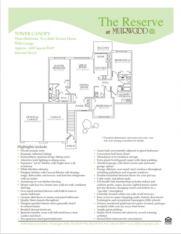 Floor plan for 3 beds, 2 baths, 1430 sqft